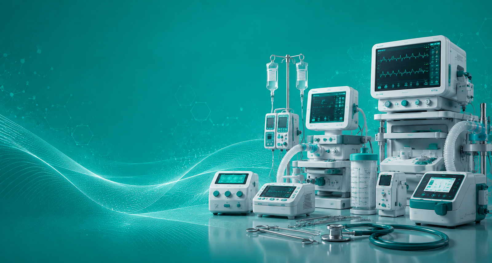 Modern hospital operating theater and medical equipment